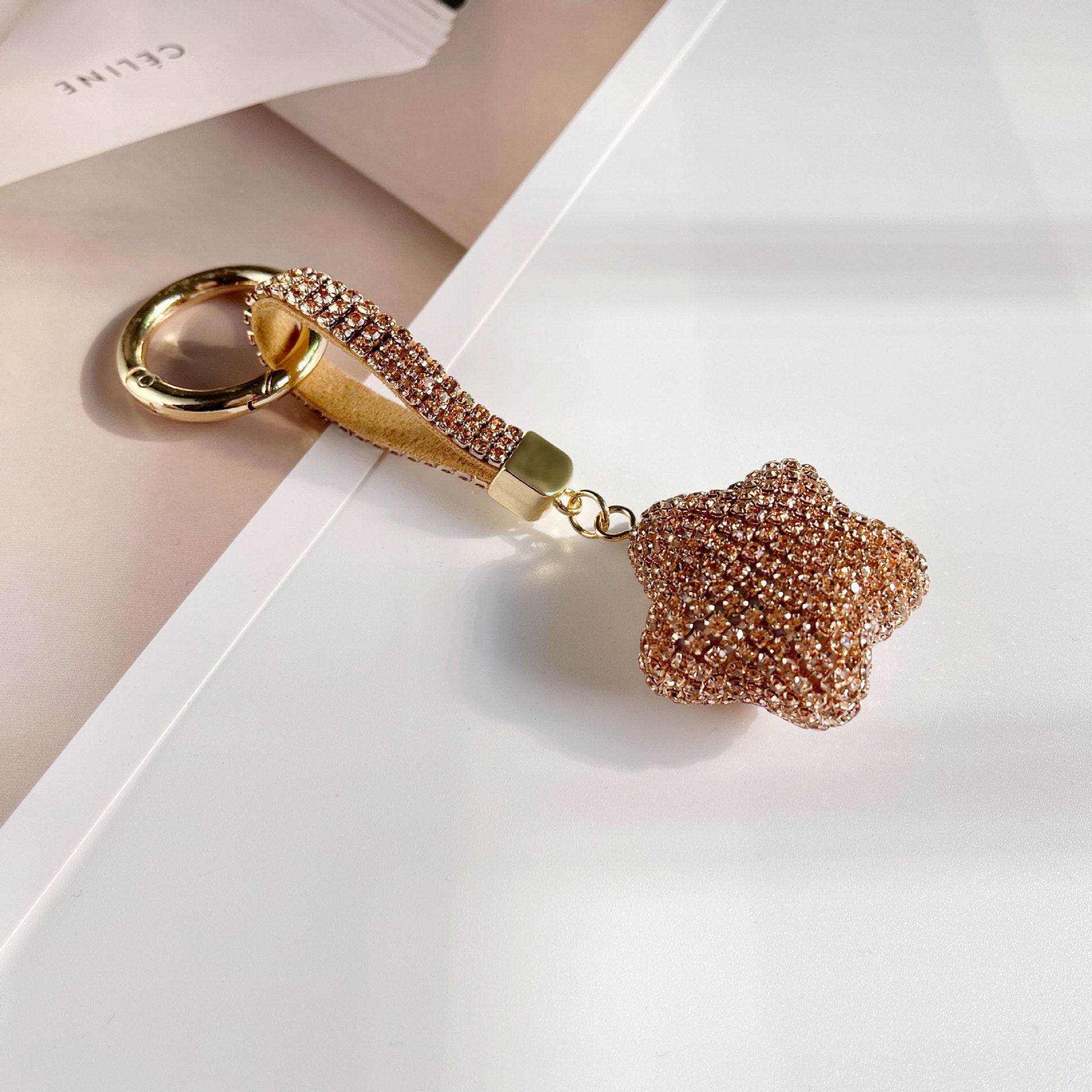 Wholesale Full Set Diamond Five Pointed Star Keychains